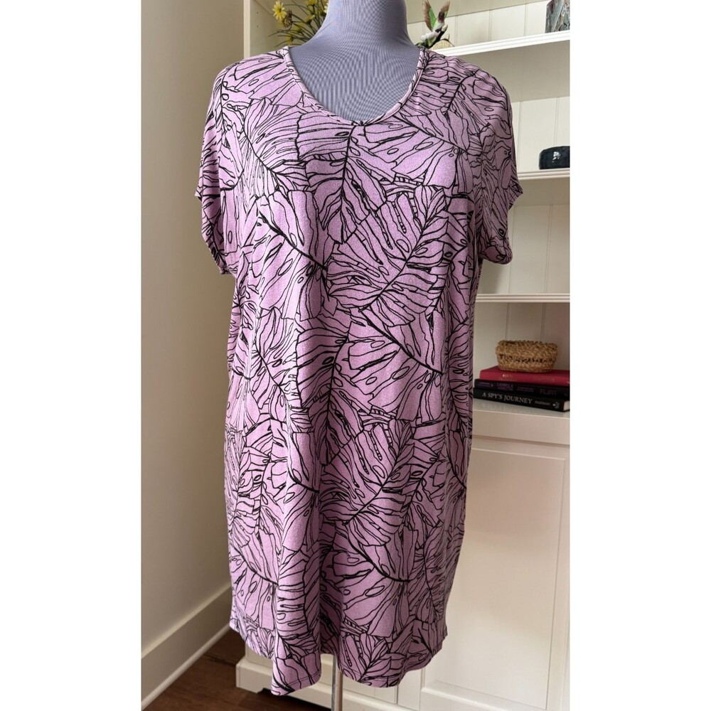 a-line Made in Hawaii Dress XL Purple Tropical T-Shirt Stretch Knit Comfort